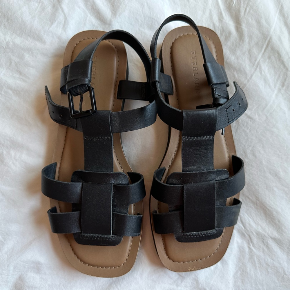 Everlane Black Leather Fisherman’s Sandal Size 8